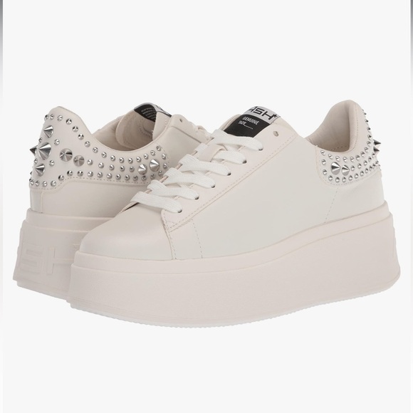 Ash Shoes - Ash White Platform Sneakers with Silver Studs